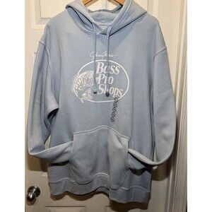 Bass Pro Shops Hoodie Mens XL Blue NWT Johnny Morris Pullover Fishing Sweatshirt